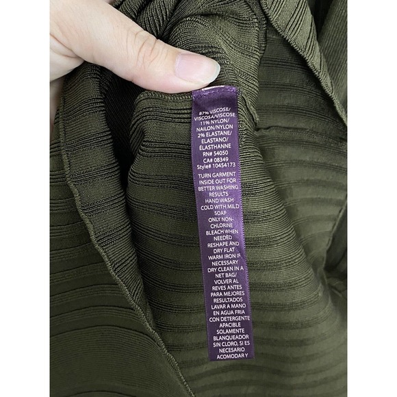 Rachel Rachel Roy Womens Olive Green Ribbed Cold Shoulder Heavy Midi Dress XL - Picture 4 of 6